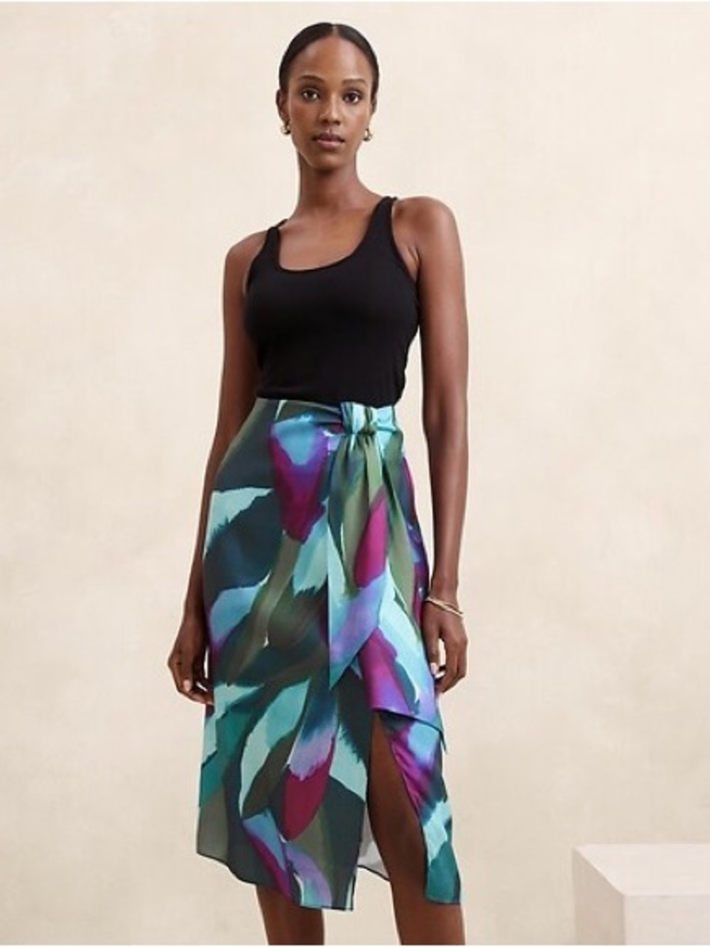 banana republic silky crepe sarong midi skirt - Picture 1 of 7